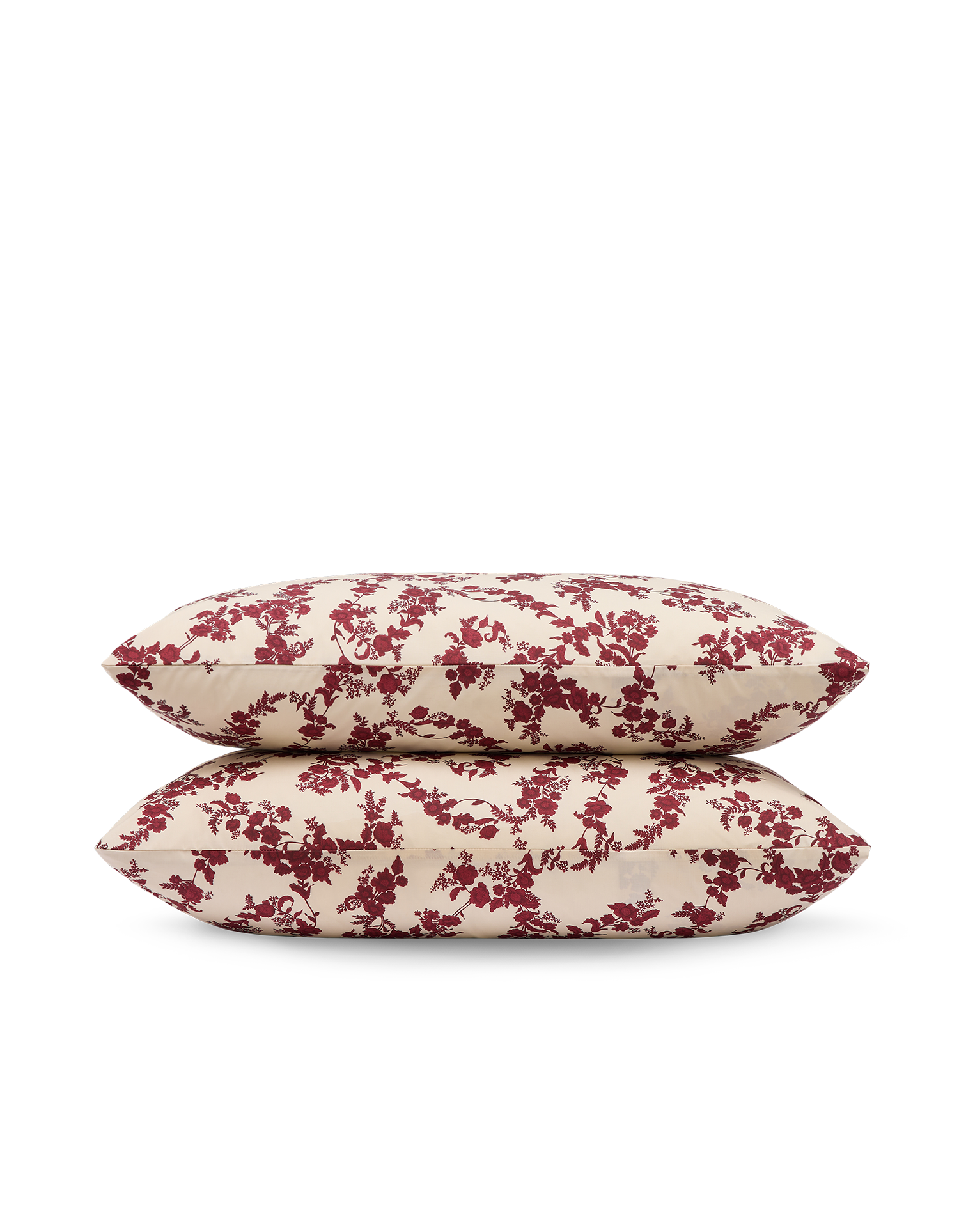 Taies d'oreiller x2 Percale de coton 120 fils - Fleur Grenat