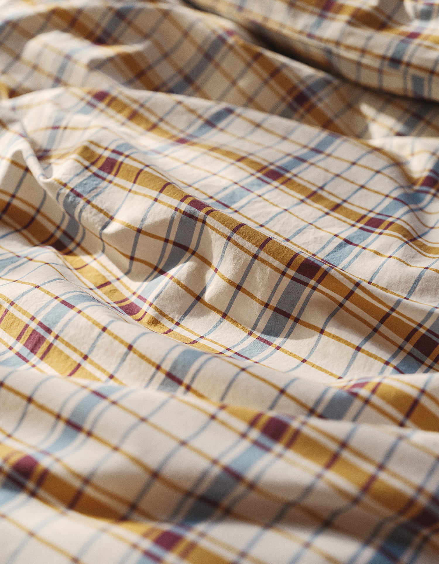 Kids' Washed Organic Cotton Percale Duvet Cover - Atlas Check
