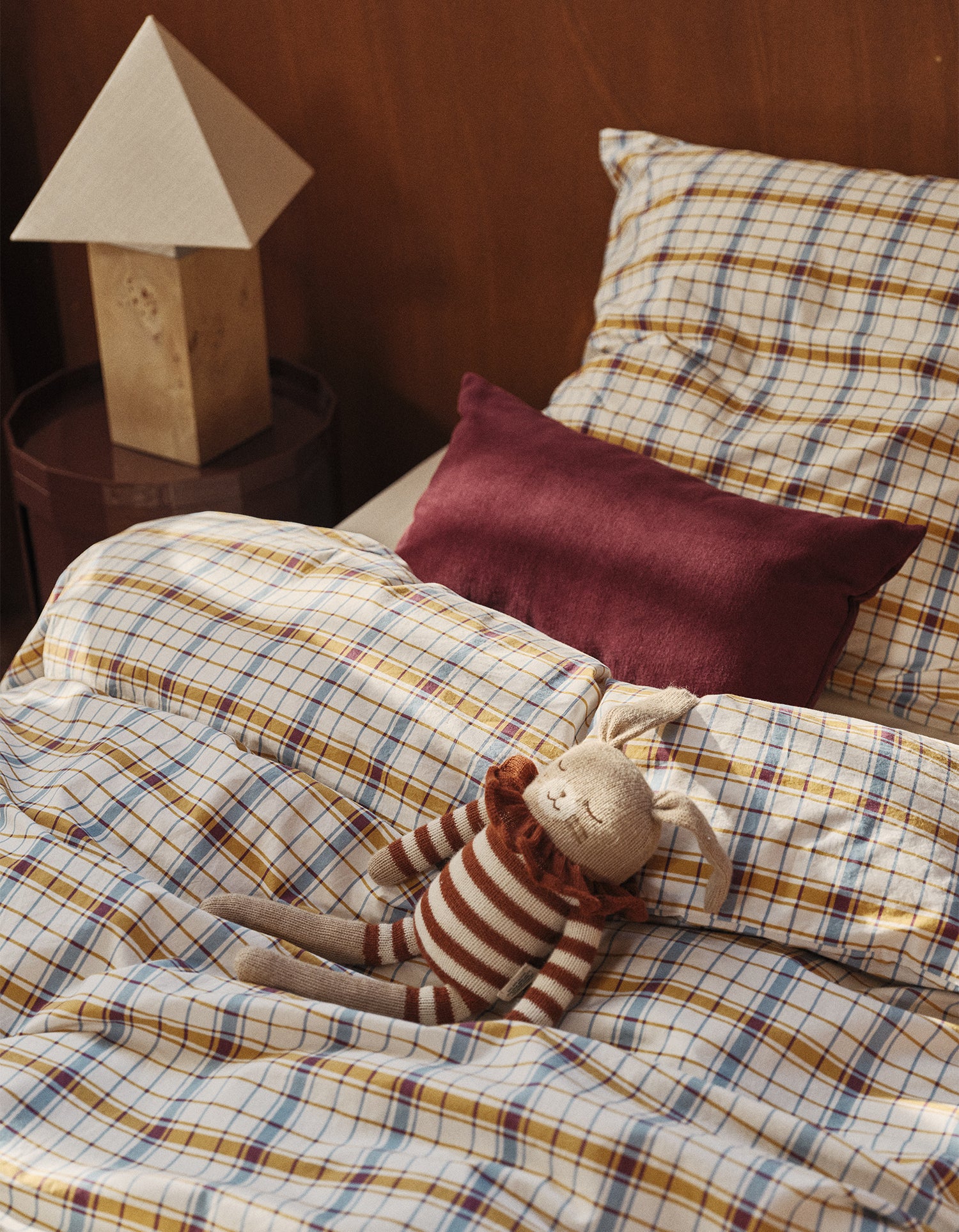 Kids' Washed Organic Cotton Percale Duvet Cover - Atlas Check