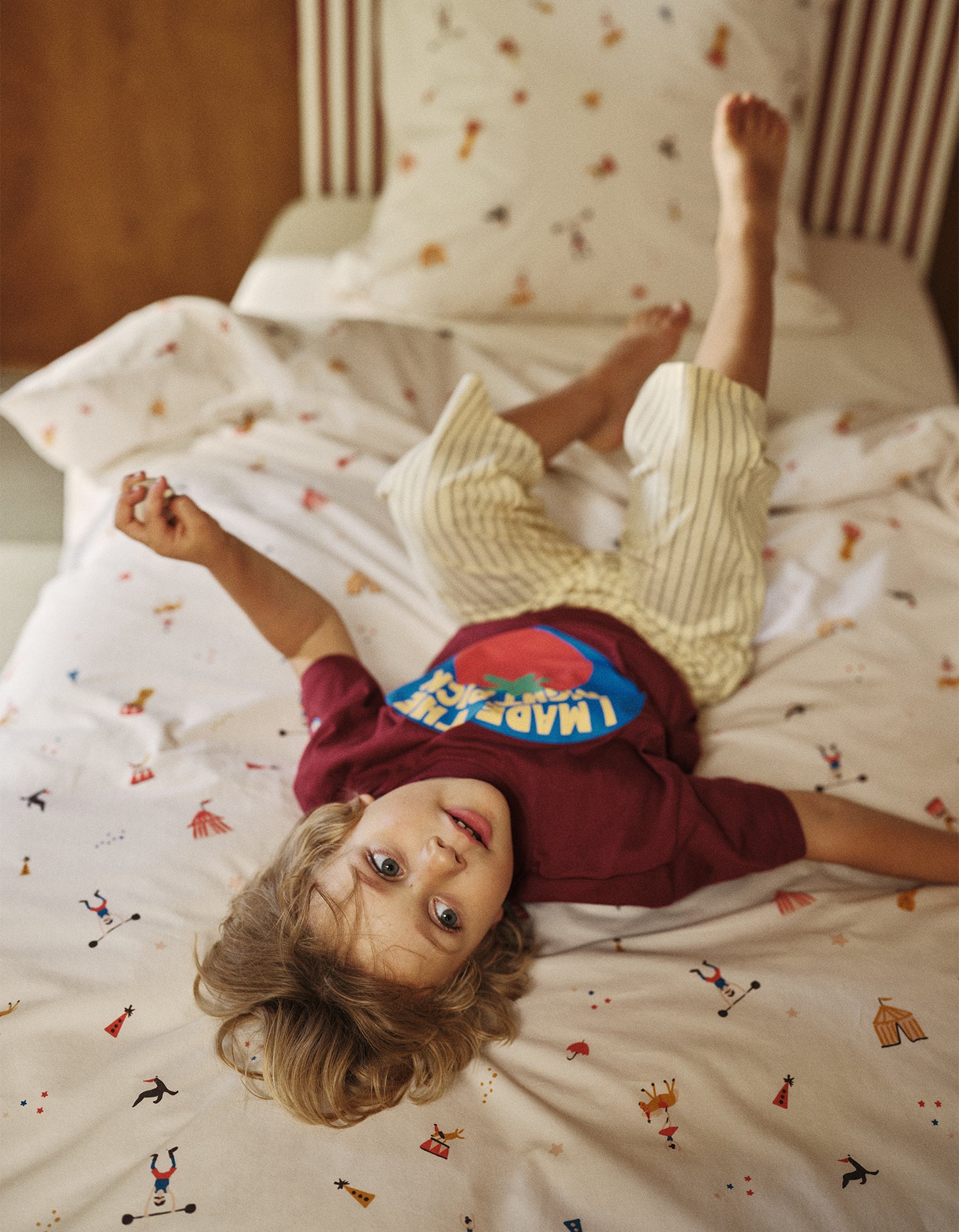 Kinderdekbedovertrek Gewassen Perkal van Biologisch Katoen - Circus
