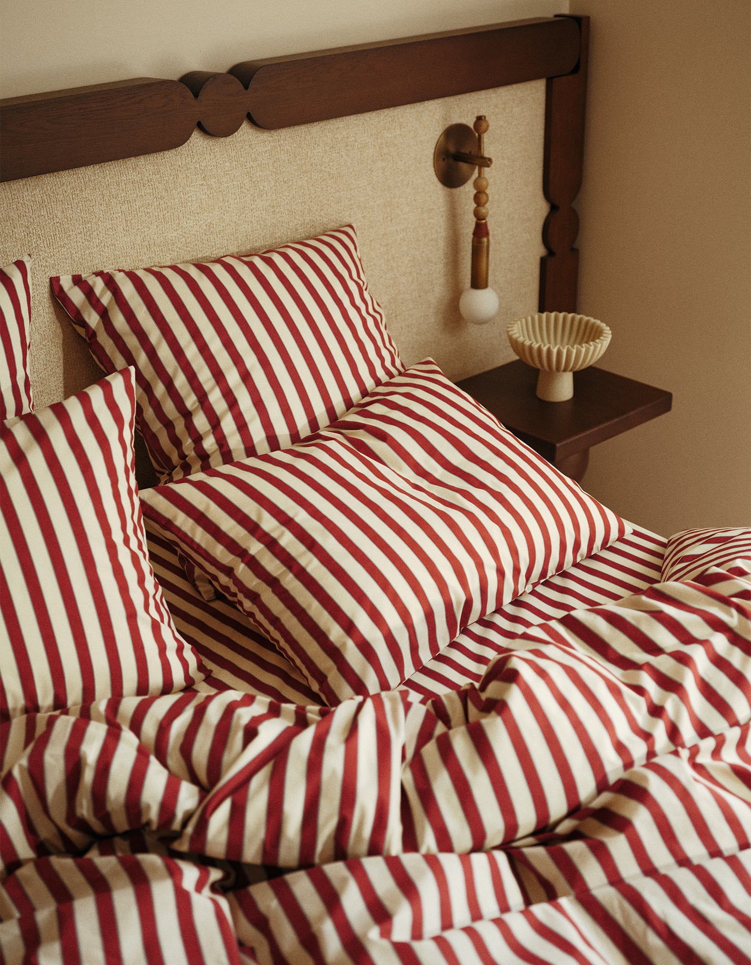 Housse de couette Percale de coton Enfant - Rayure Club Rouge