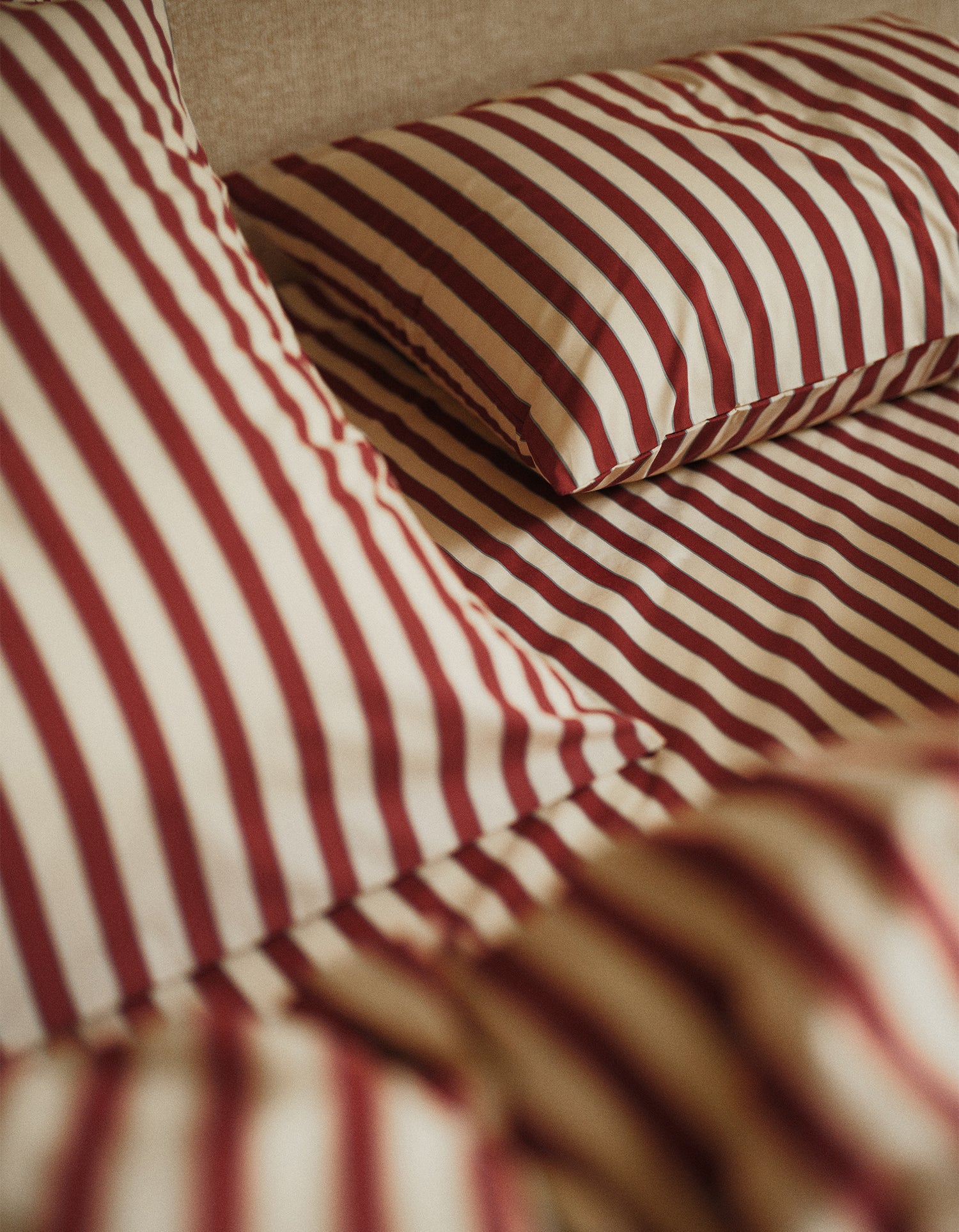 Housse de couette Percale de coton Enfant - Rayure Club Rouge