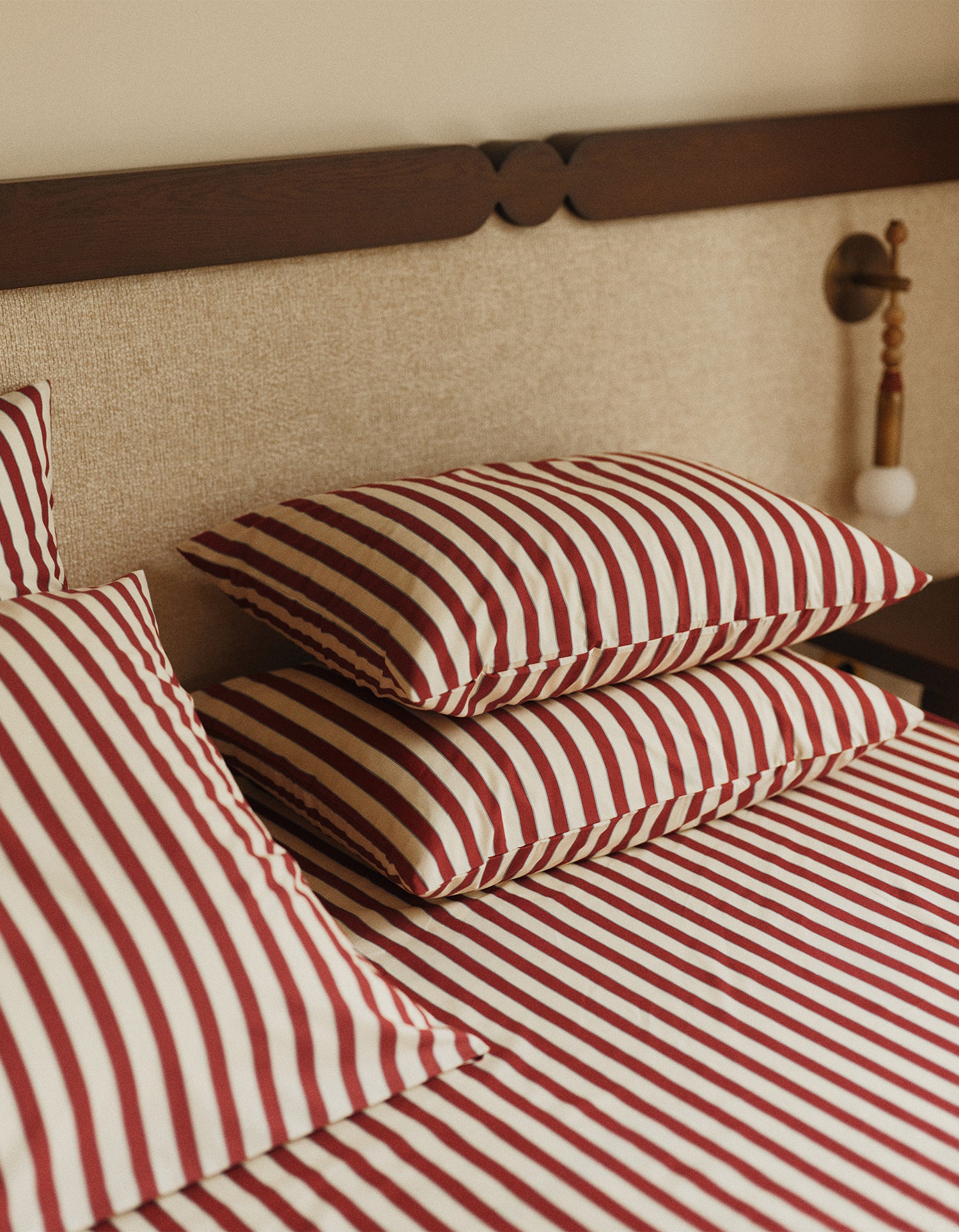 Housse de couette Percale de coton Enfant - Rayure Club Rouge