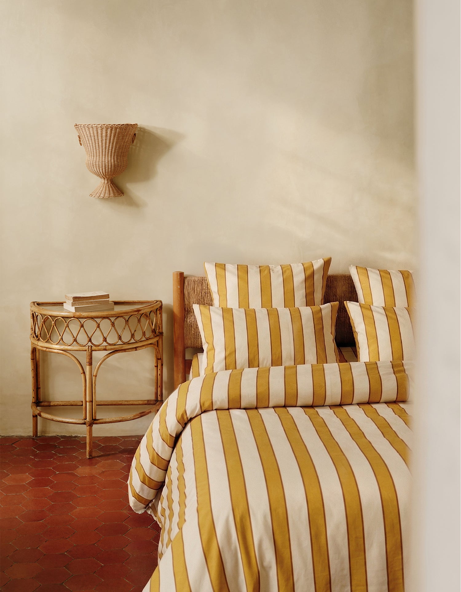 Housse de couette Percale de Coton 120 fils/cm² - Rayure Lumière