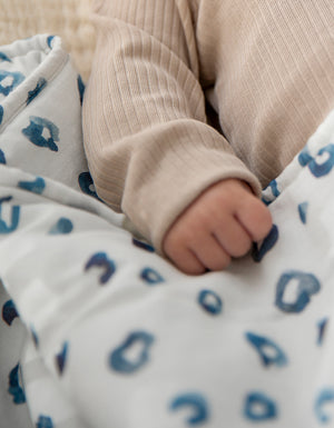 Coperta trapuntata per bambino - Leopardato Blu