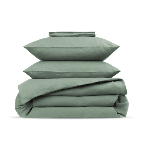 Set in Lino lavato francese - Verde Tenue