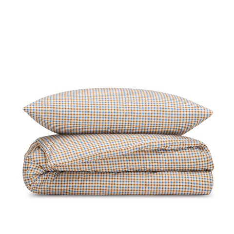 Parure Percale Lavée Bébé & Enfant - Vichy Caramel