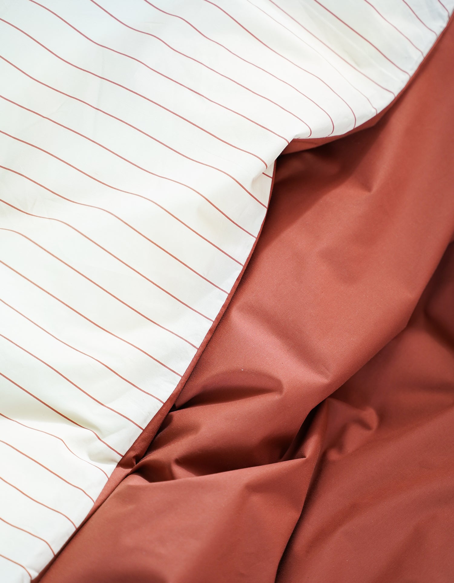 Taies d'oreiller x2 Percale de coton 120 fils - Le Rayé Terracotta