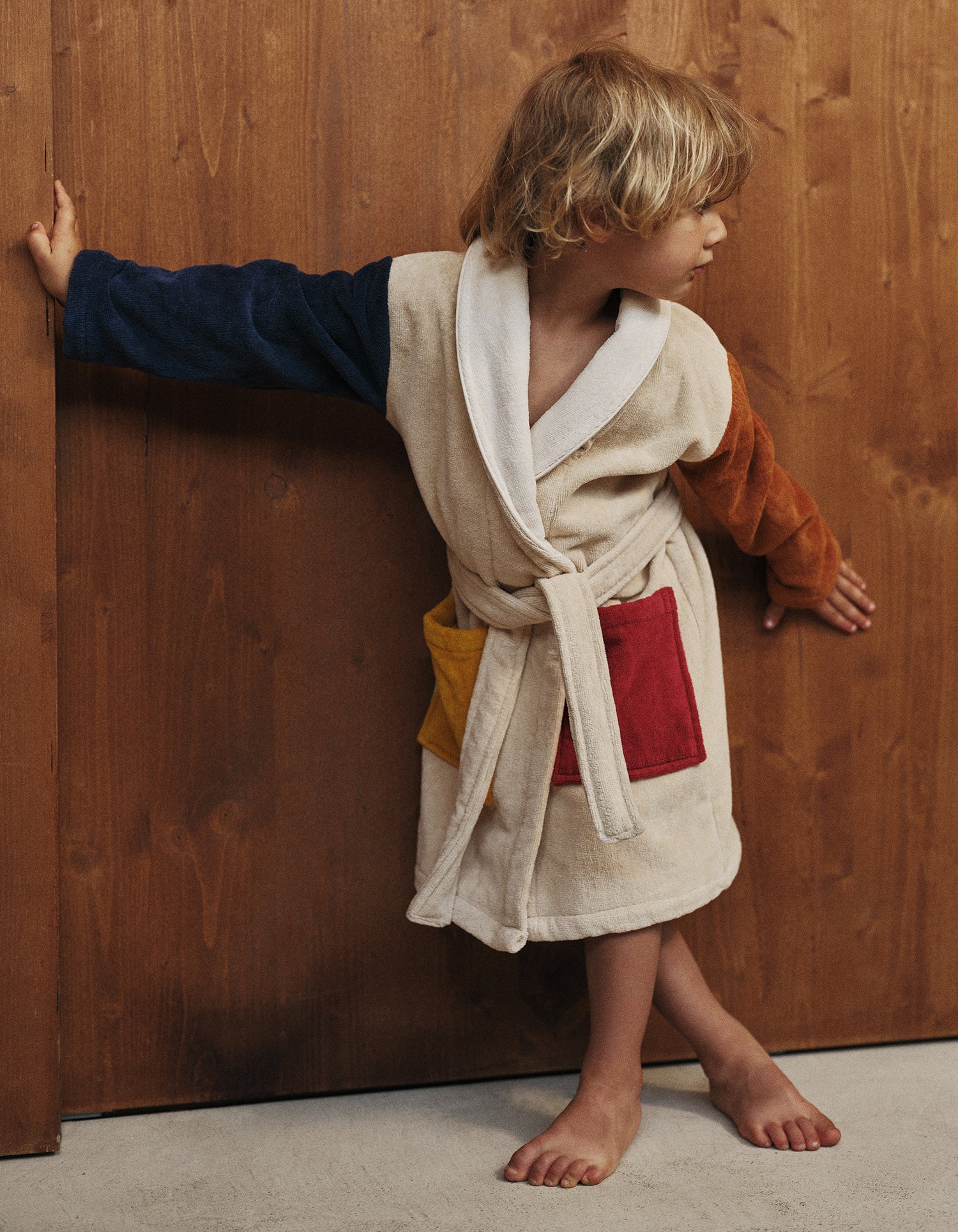 Badjas voor kinderen van zacht velours – Dada Blauw
