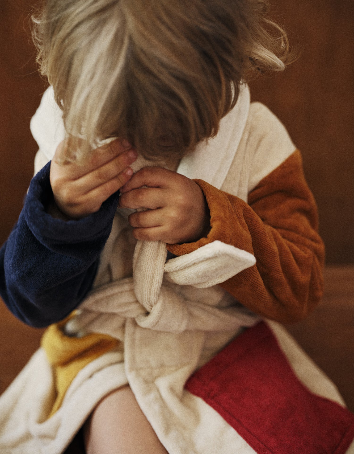 Badjas voor kinderen van zacht velours – Dada Blauw
