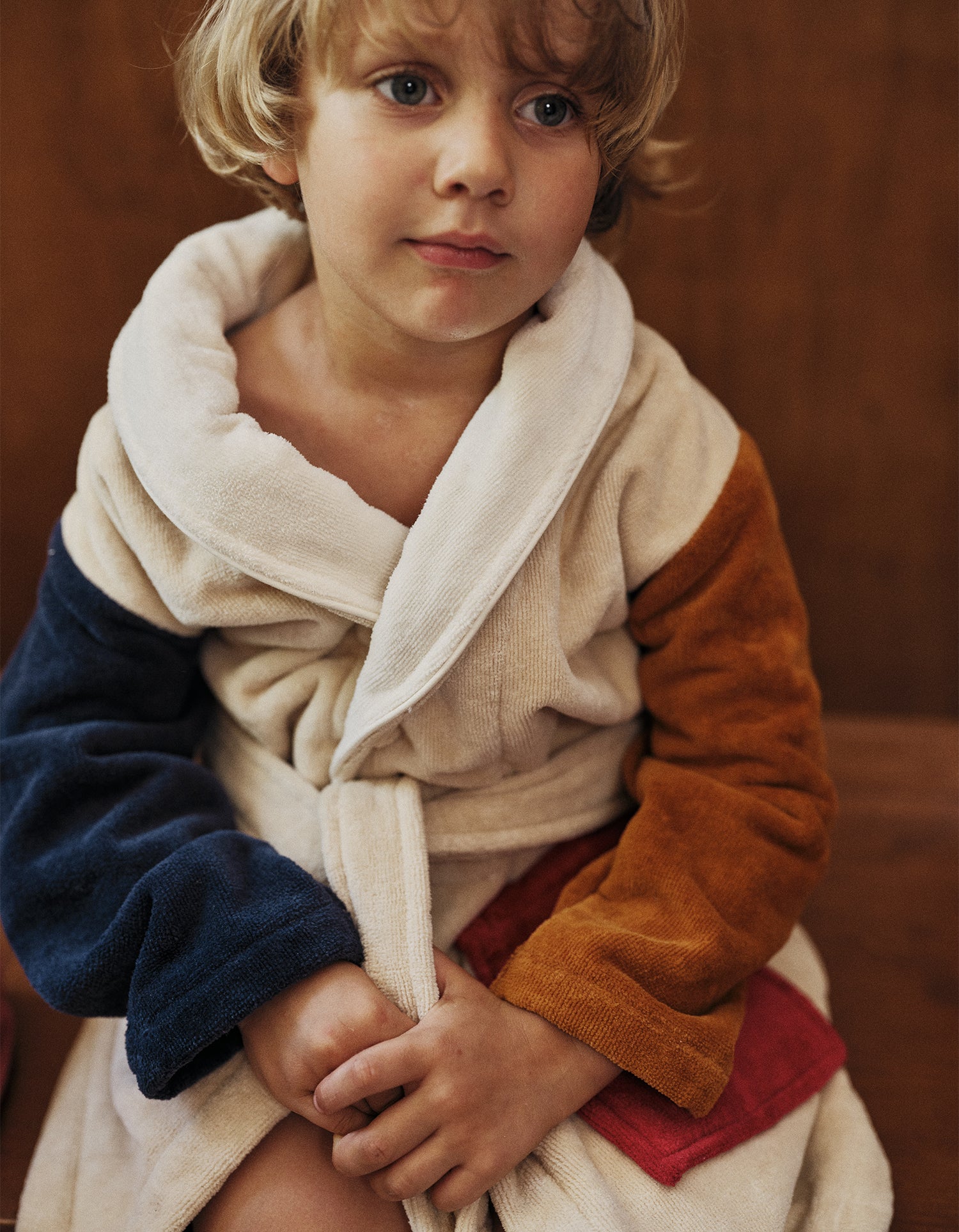 Badjas voor kinderen van zacht velours – Dada Blauw