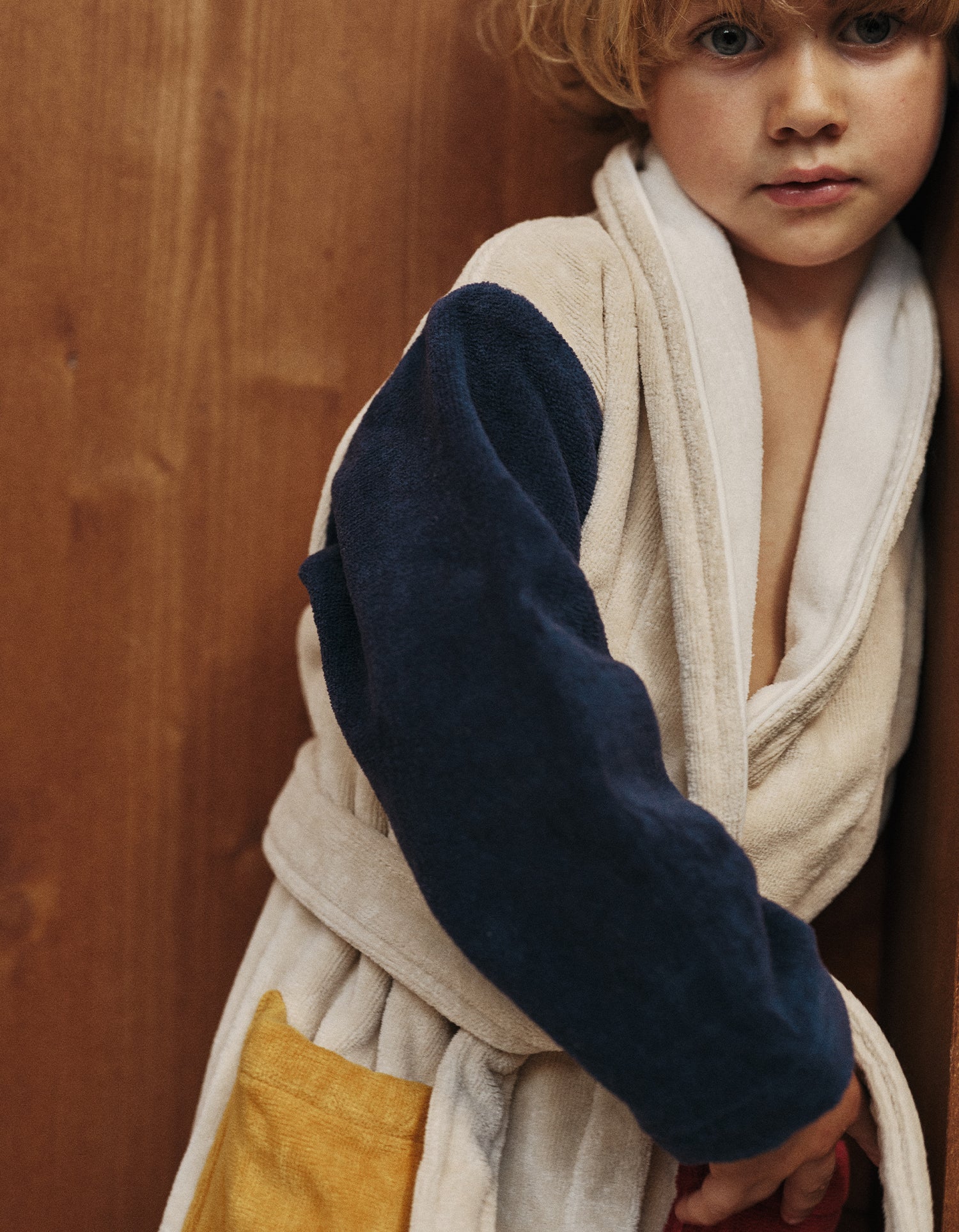 Badjas voor kinderen van zacht velours – Dada Blauw