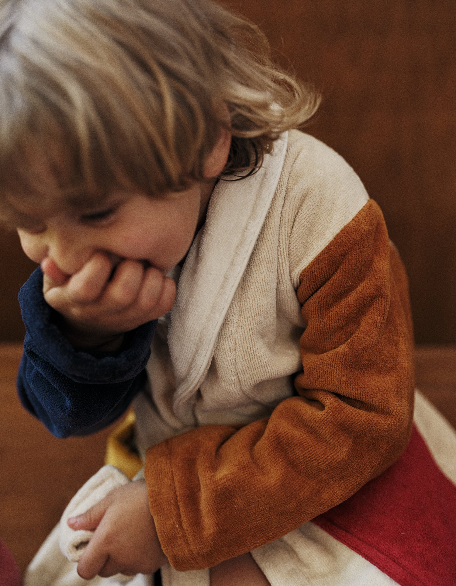 Badjas voor kinderen van zacht velours – Dada Blauw