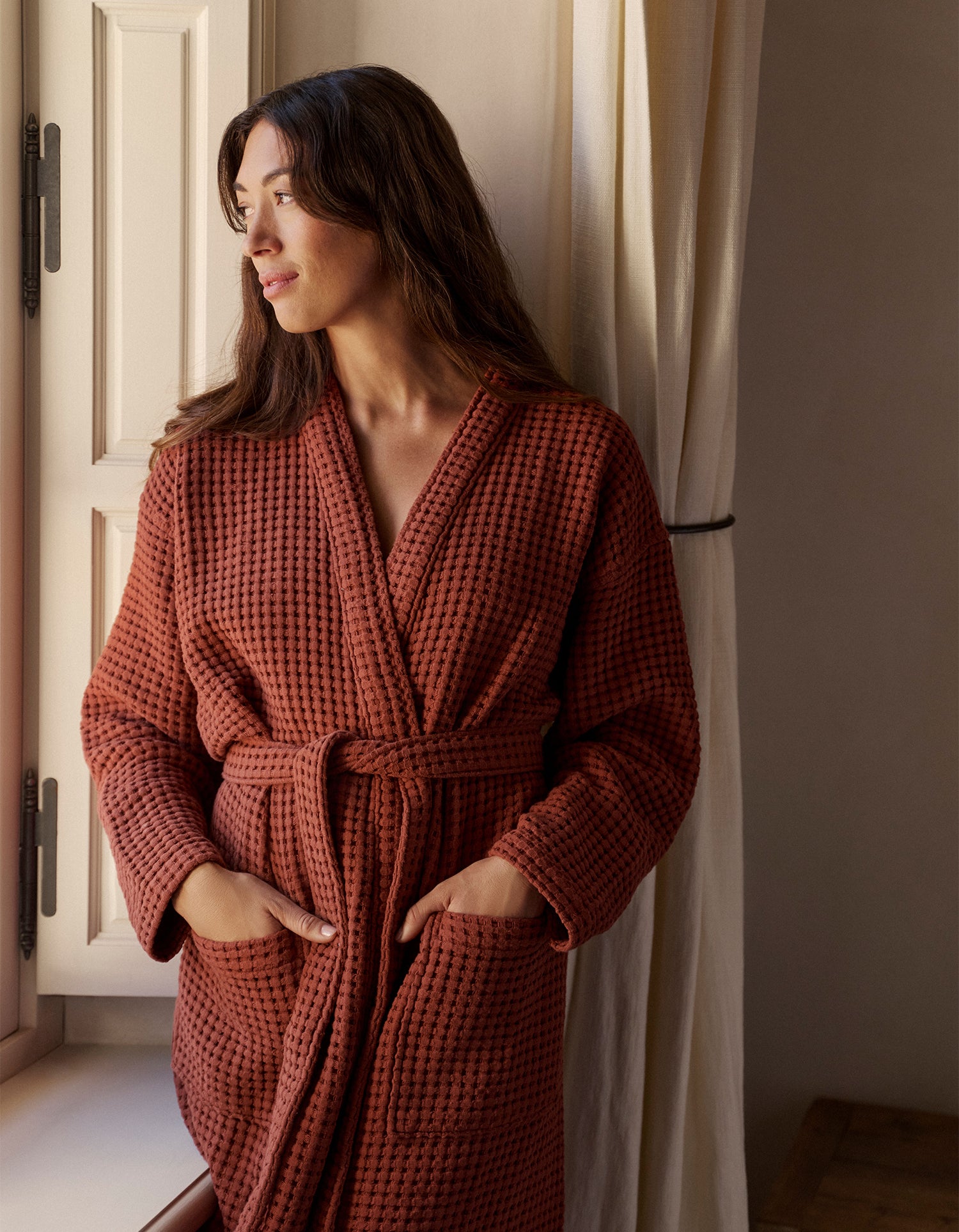 Accappatoio a nido d'ape - Terracotta