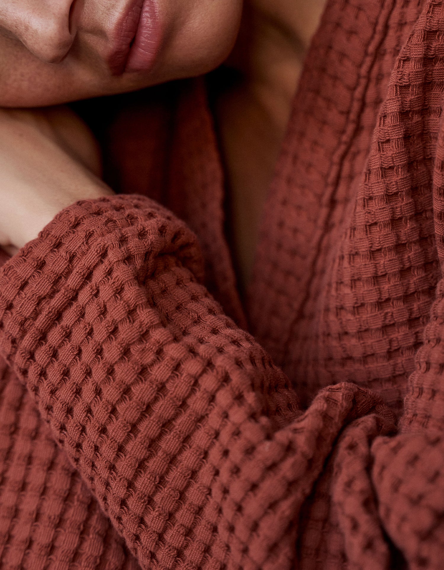 Accappatoio a nido d'ape - Terracotta