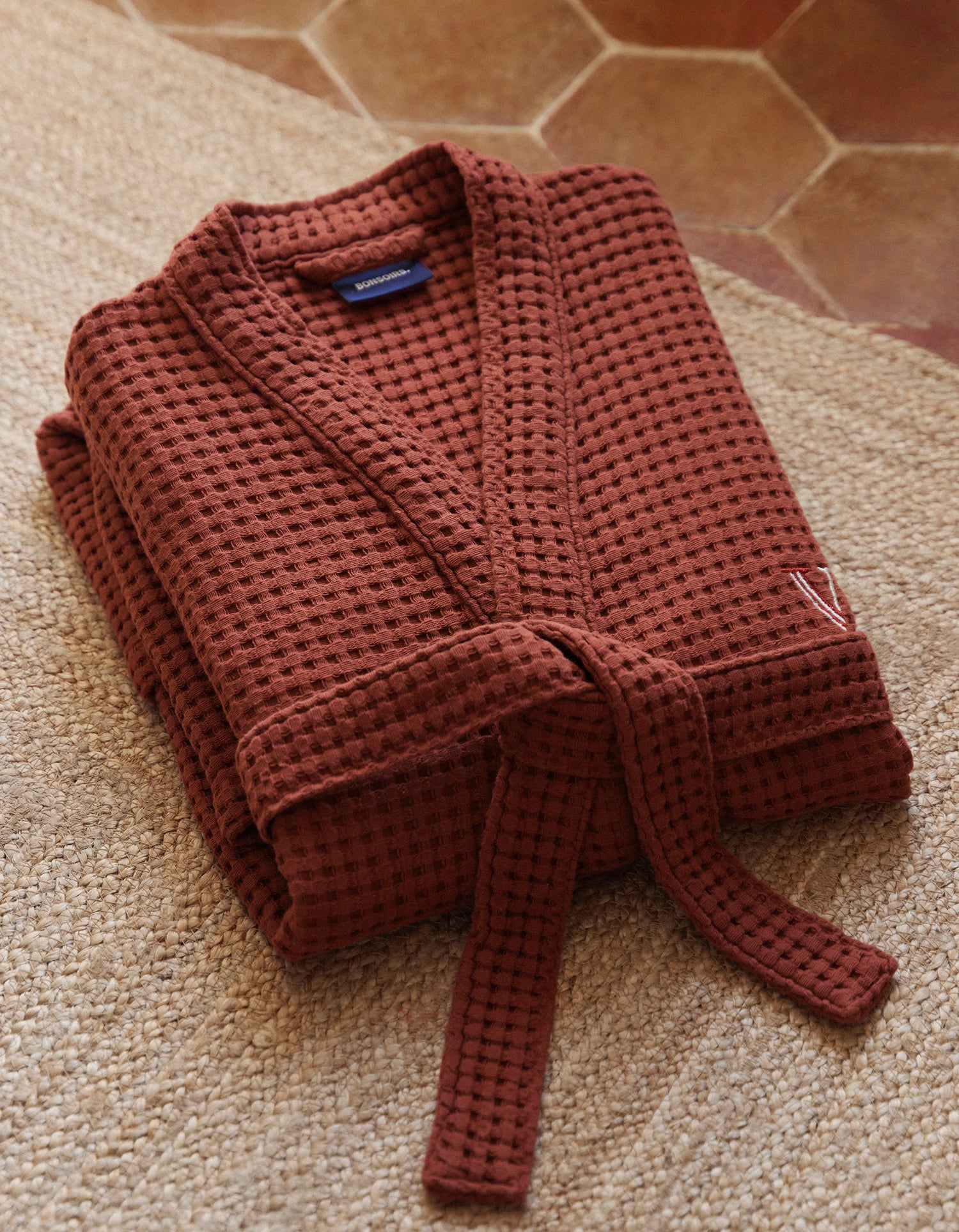 Accappatoio a nido d'ape - Terracotta