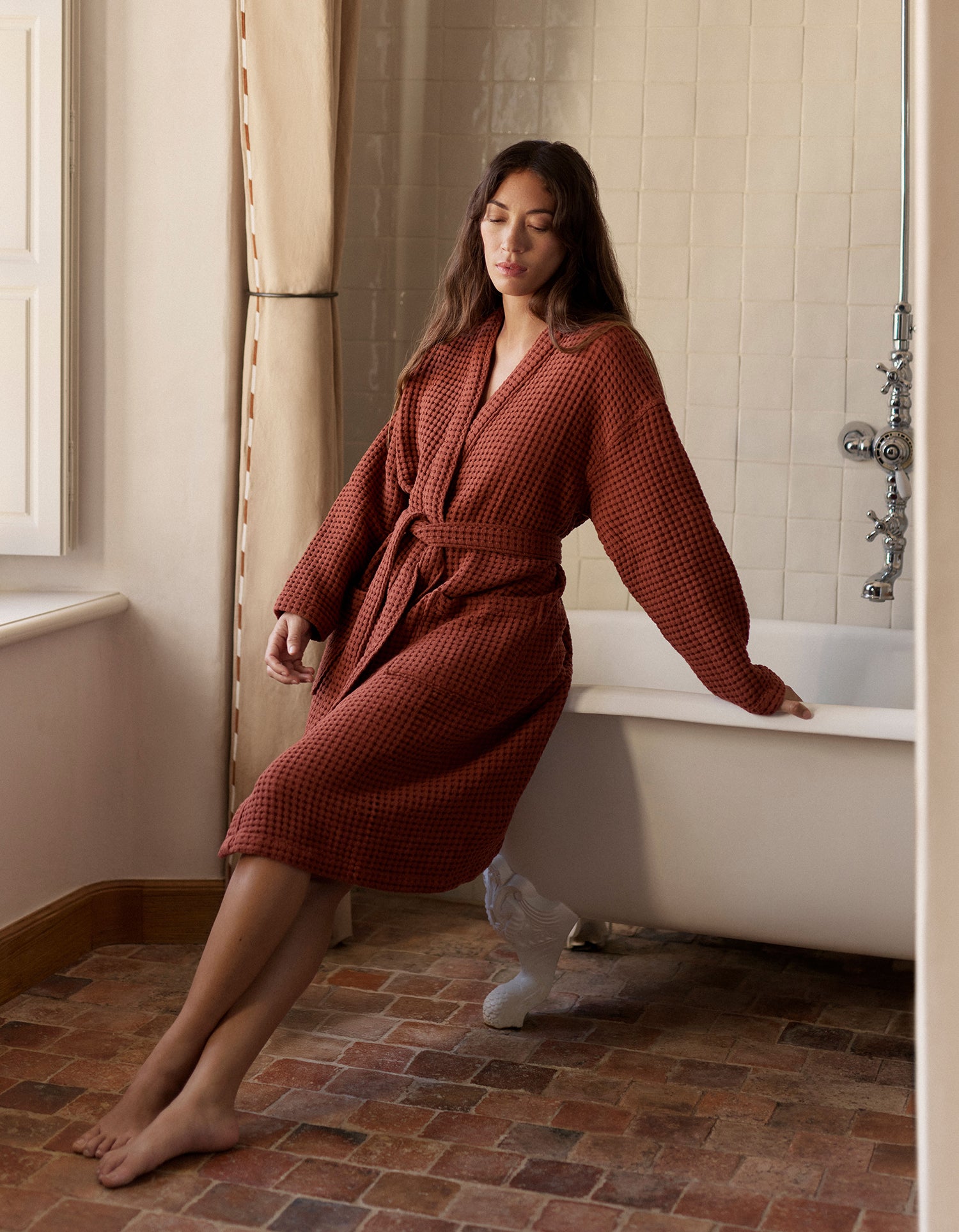 Accappatoio a nido d'ape - Terracotta