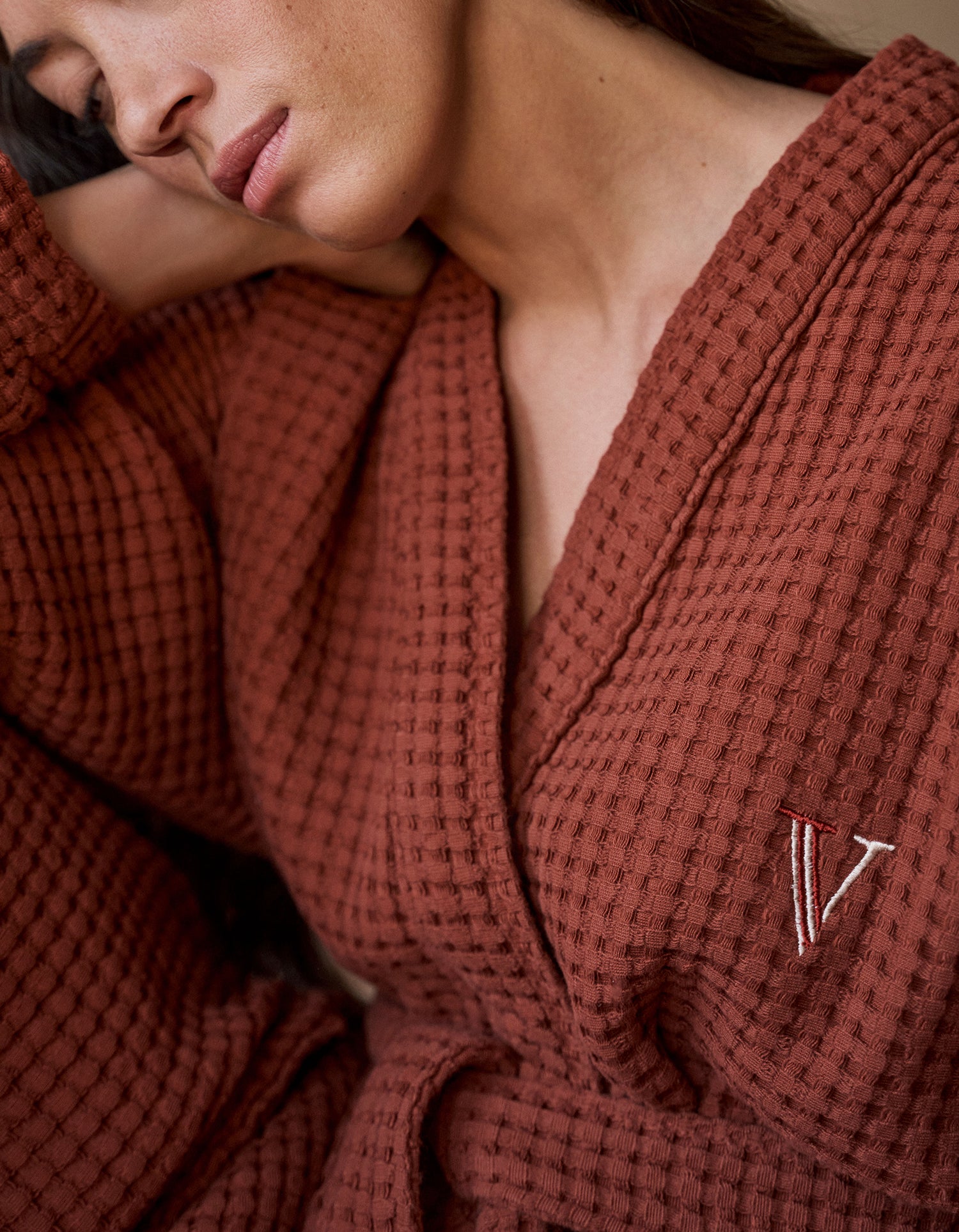 Accappatoio a nido d'ape - Terracotta