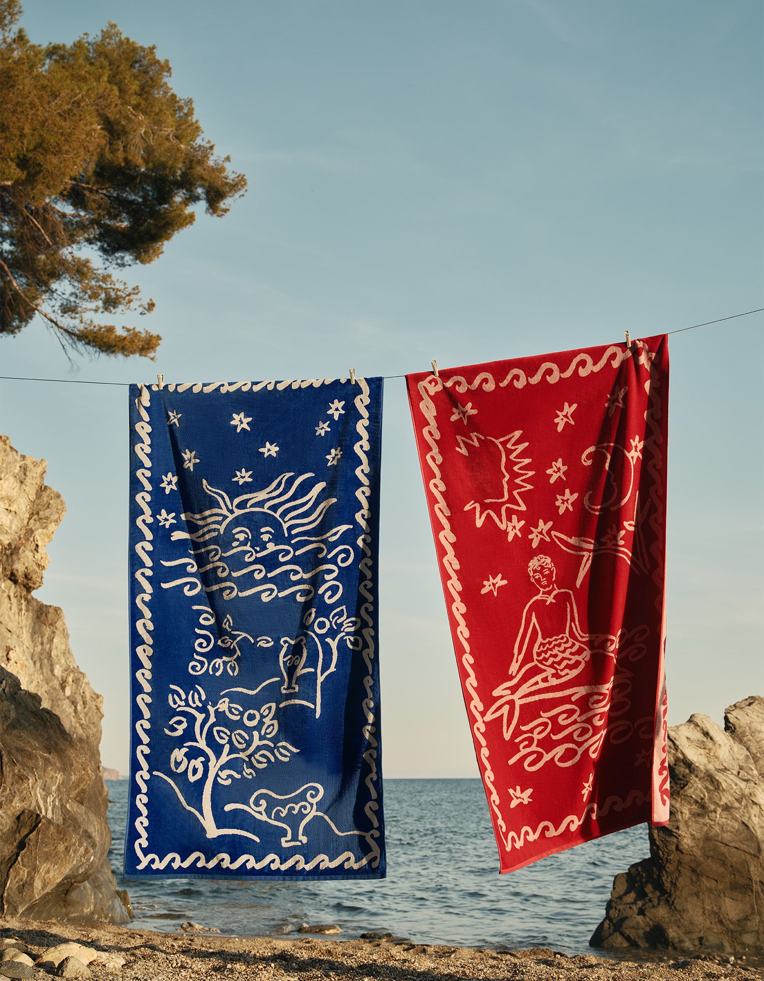 Strandtuch Jacques Merle x Bonsoirs weicher Velours - Tritons Gewässer