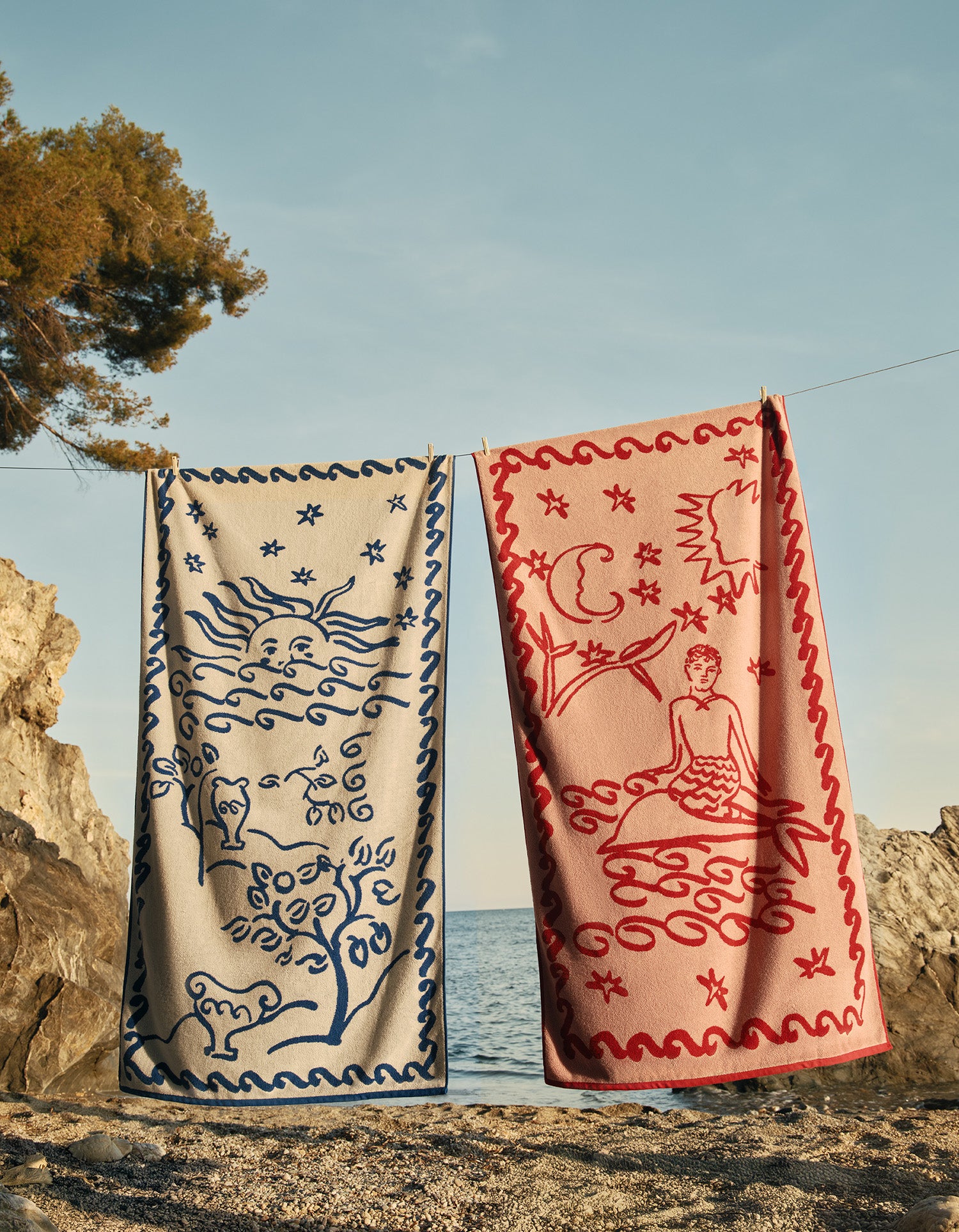 Strandtuch Jacques Merle x Bonsoirs weicher Velours - Tritons Gewässer