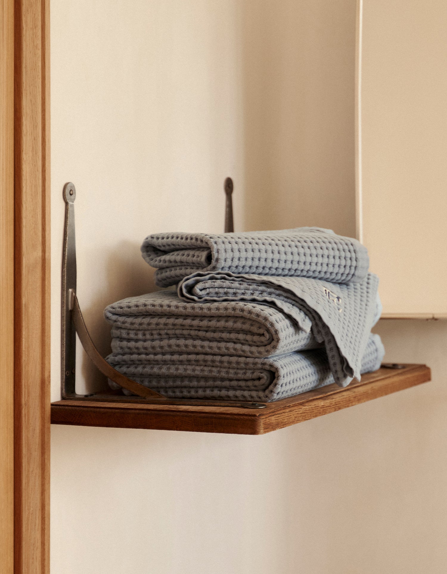 Serviette de bain Nid d'abeille - Bleu Saunier