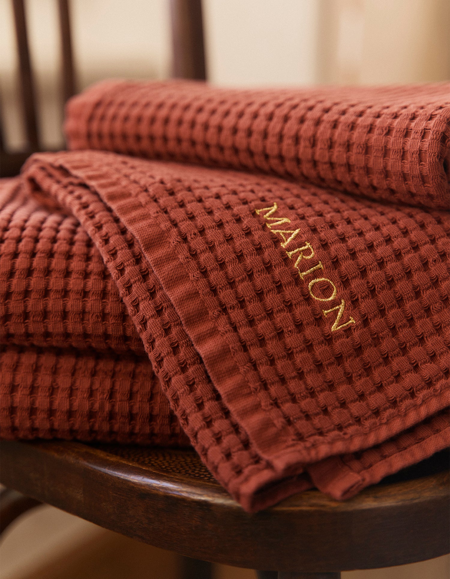 Asciugamano a nido d'ape - Terracotta