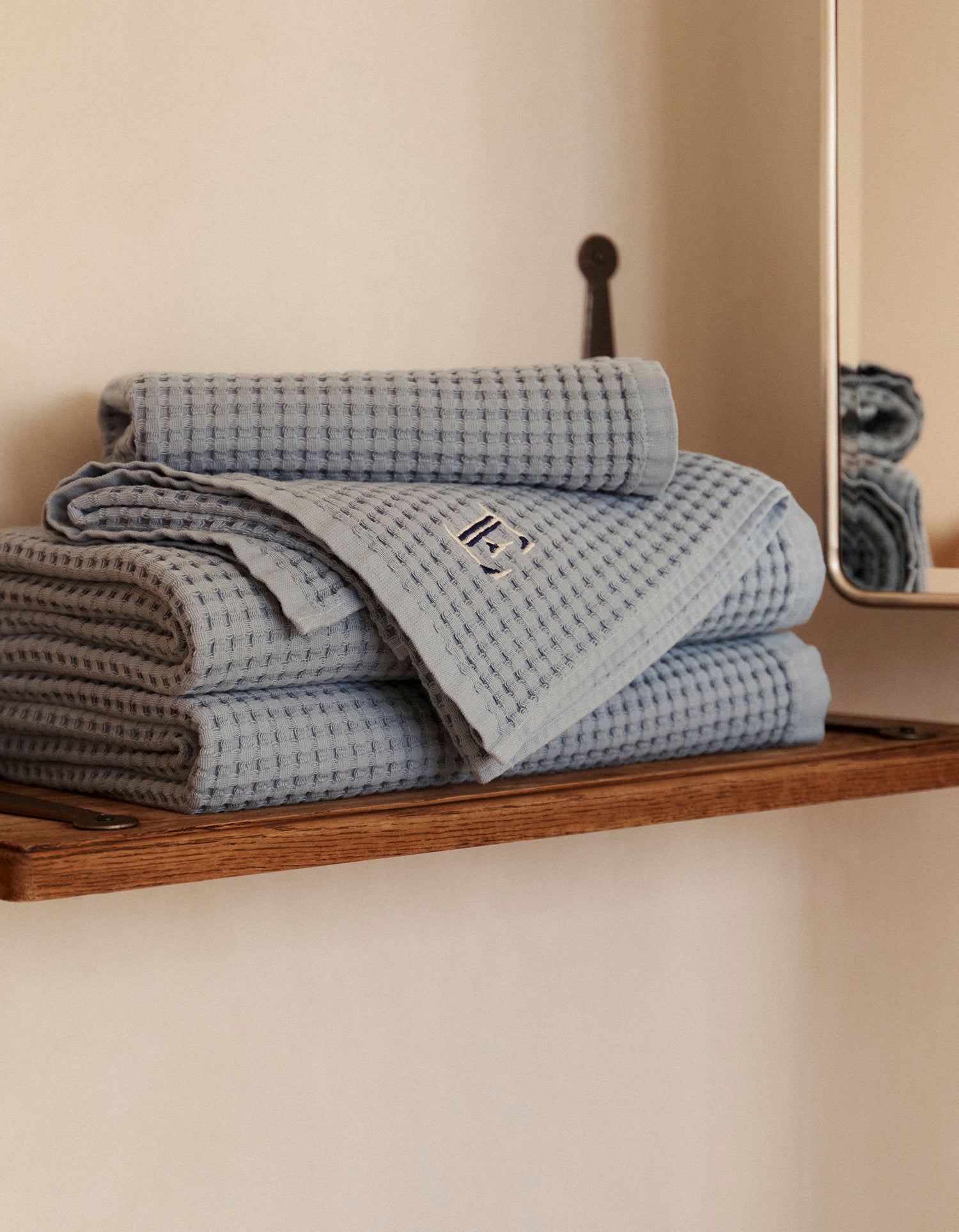 Asciugamani per ospiti nido d'ape x2 - Blu Salmastro