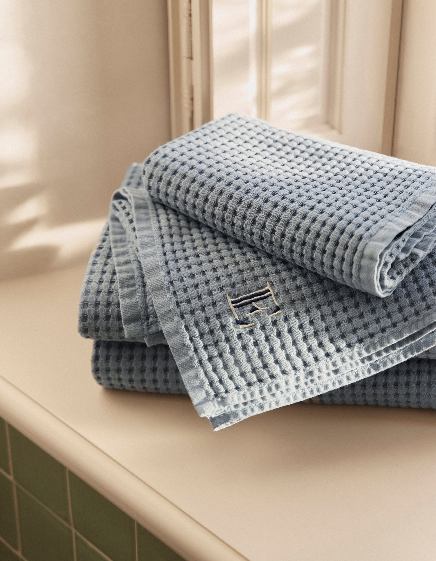 Asciugamani per ospiti nido d'ape x2 - Blu Salmastro