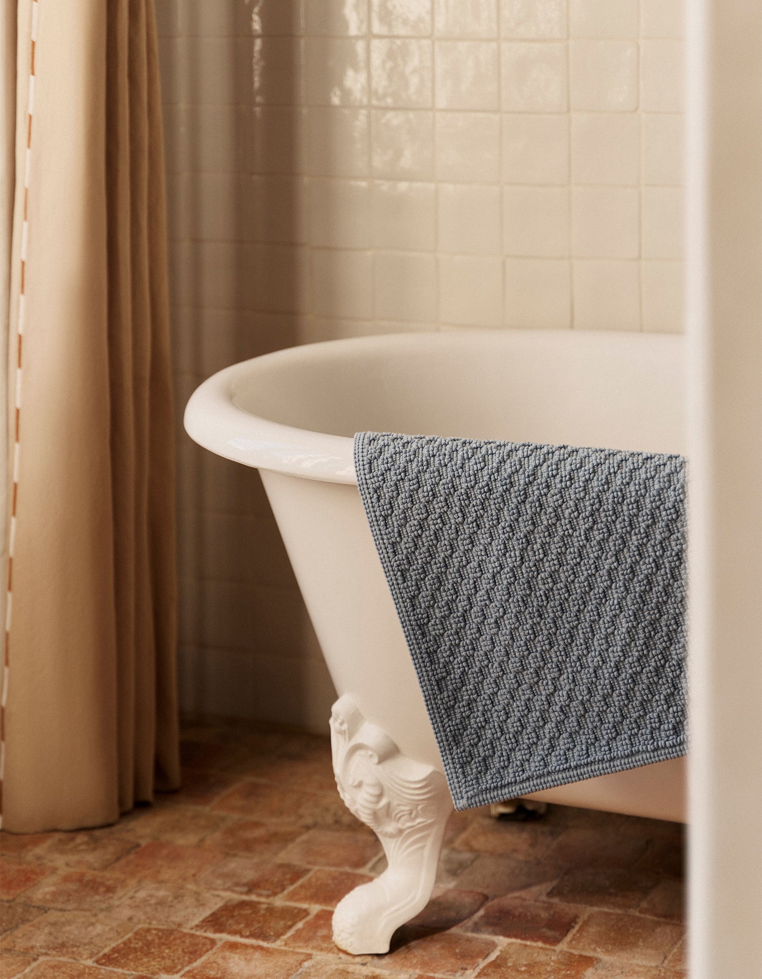 Nido d'ape Tappetino da bagno - Blu Salmastro