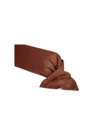 Taie de traversin ronde Lin lavé français - Terracotta
