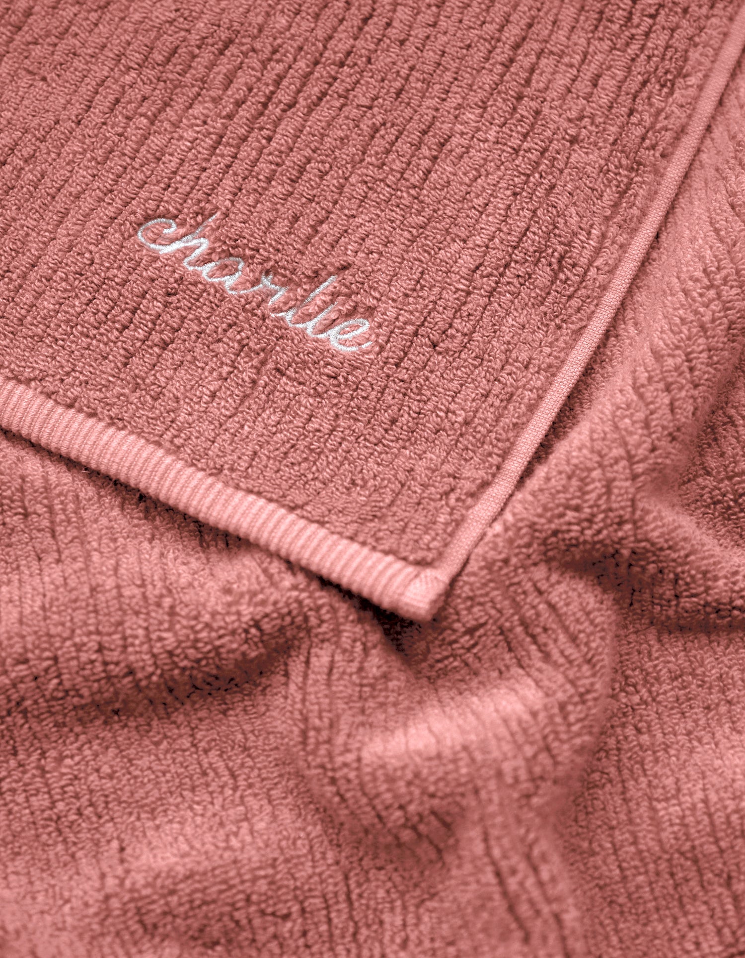 Serviette de bain moelleuse côtelée - Bois de Rose
