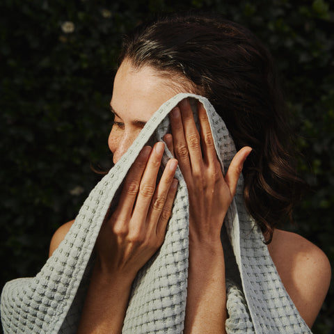 Serviette de bain Nid d'abeille - Vert Eau