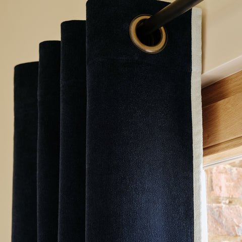 Rideau Saint-Honoré - Velours chenille - Bleu Velours