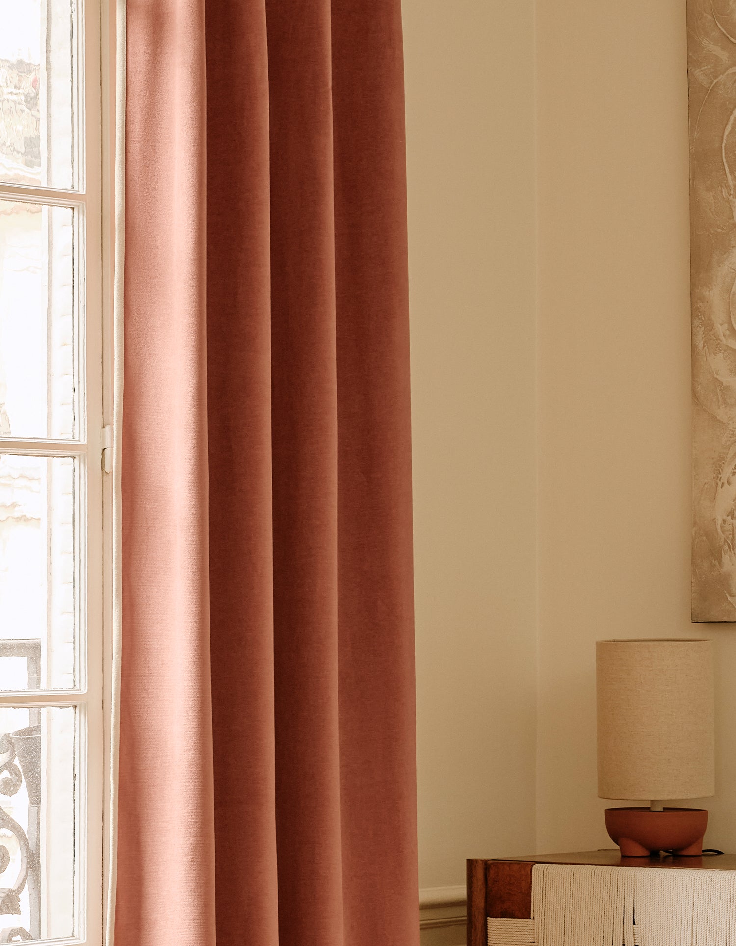 Rideau Saint-Honoré - Velours chenille - Terracotta