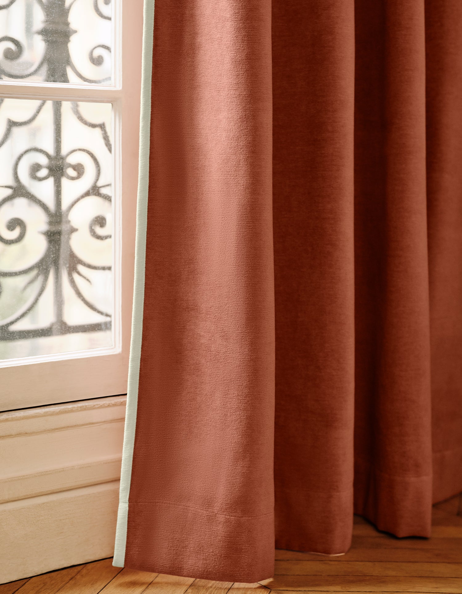 Rideau Saint-Honoré - Velours chenille - Terracotta