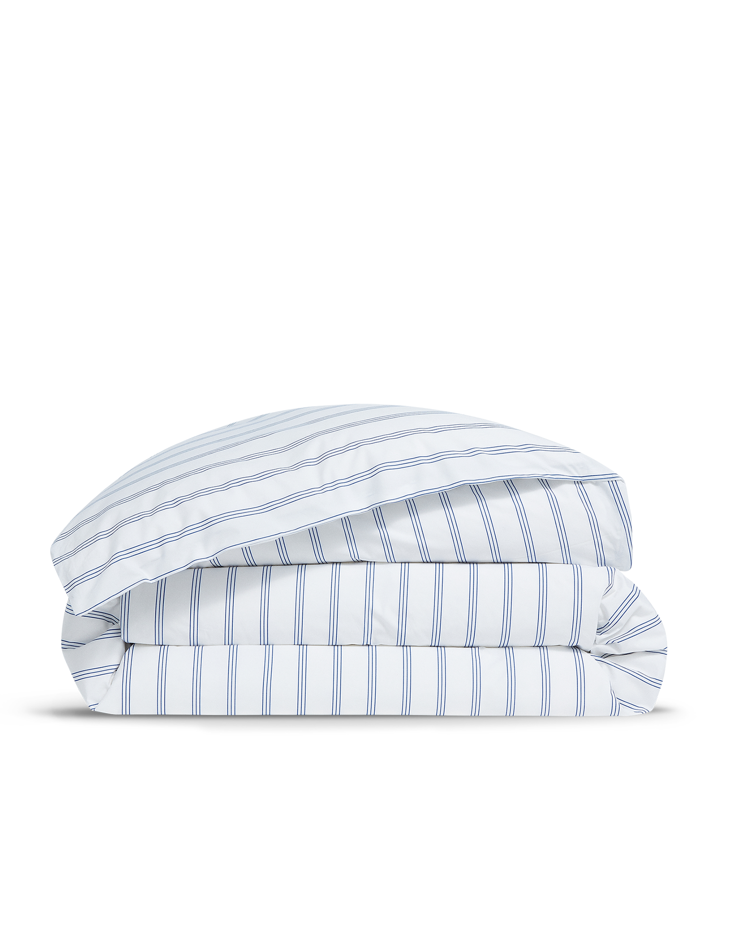 Housse de couette Percale de coton 120 fils - Rayure Trio Bleu