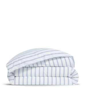 Housse de couette Percale de coton 120 fils - Rayure Trio Bleu