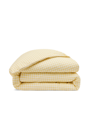 Housse de couette Percale de coton 120 fils - Vichy Rétro Jaune