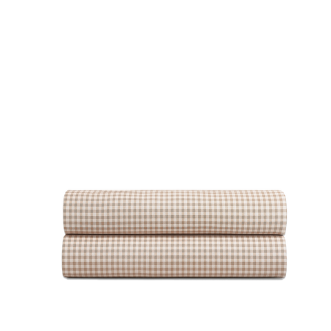 Drap plat Percale de coton 120 fils - Mini Vichy Beige