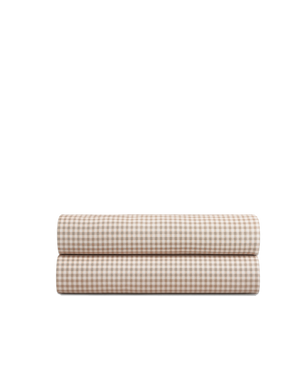 Drap plat Percale de coton 120 fils - Mini Vichy Beige