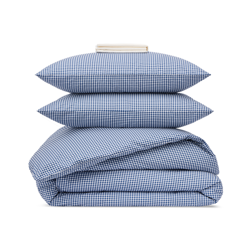 Parure Percale de coton 120 fils - Mini Vichy Bleu