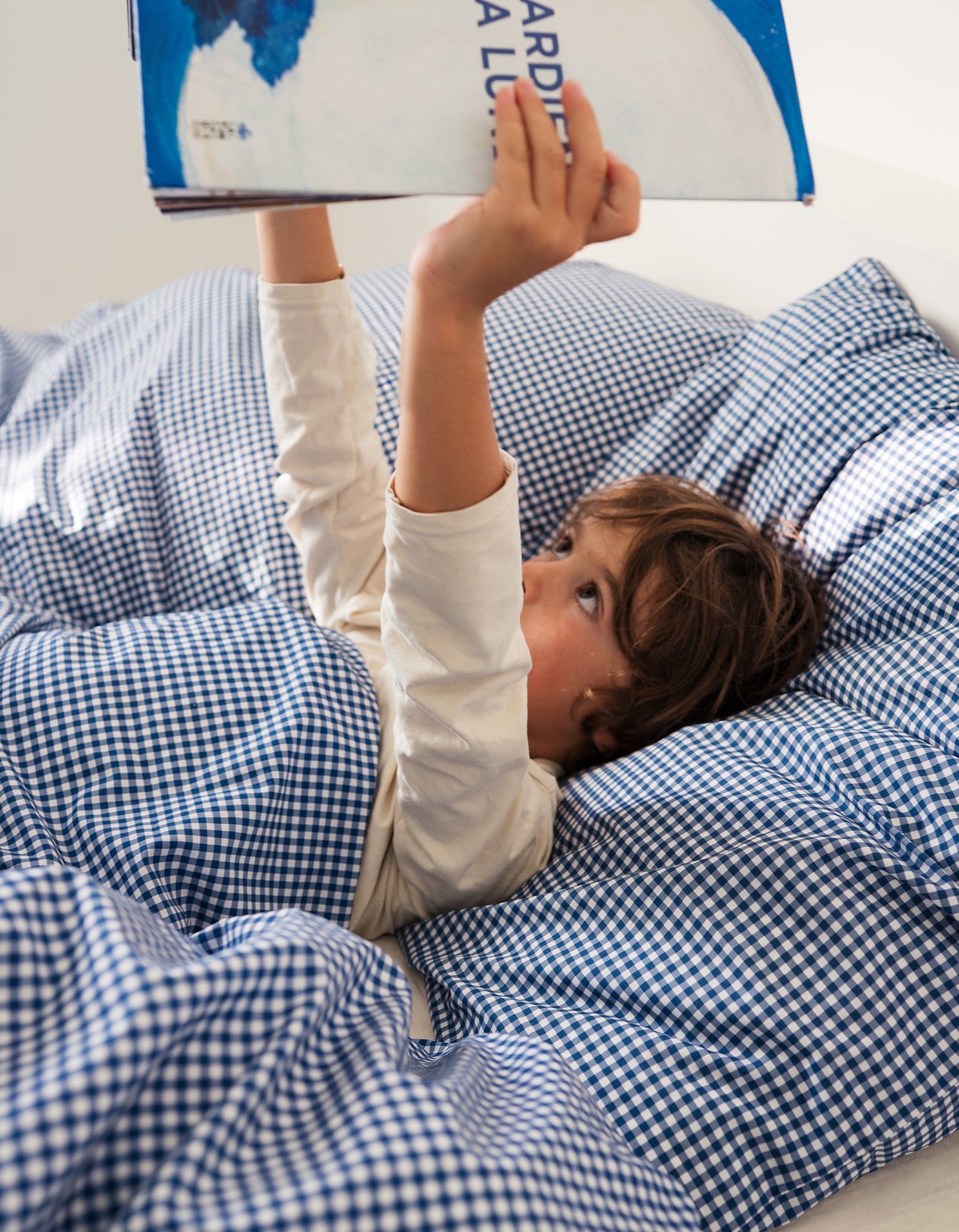 Taie d'oreiller Percale de coton Enfant -  Mini Vichy Bleu