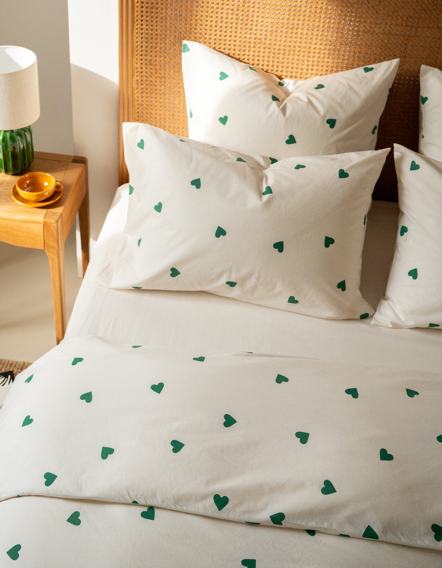 Taies d'oreiller x2 Percale lavée - Coup de Coeur Vert