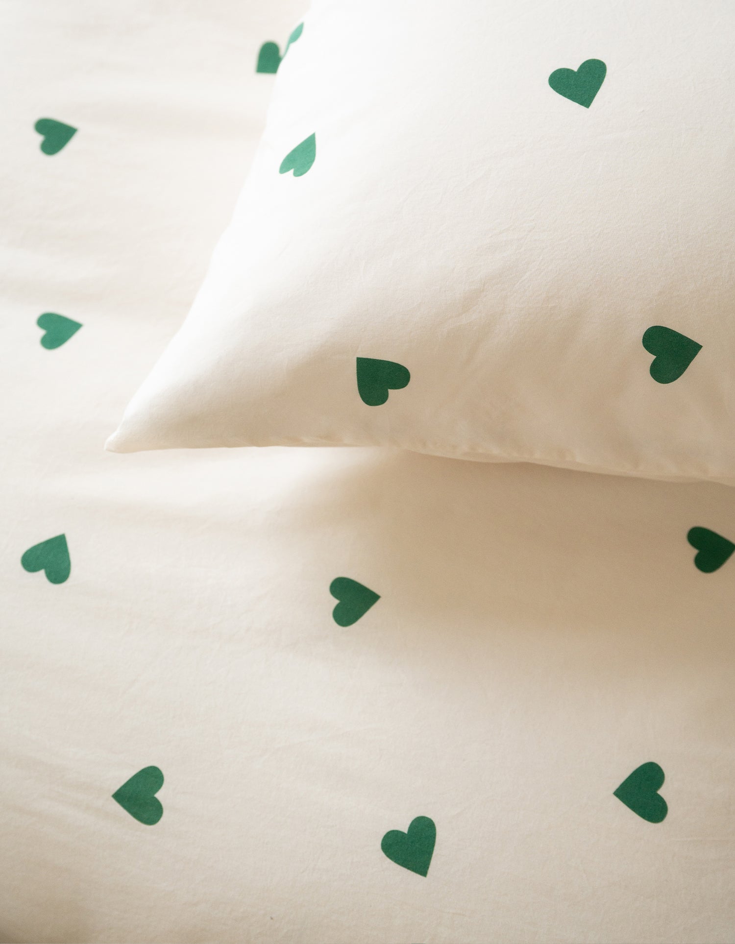 Taies d'oreiller x2 Percale lavée - Coup de Coeur Vert