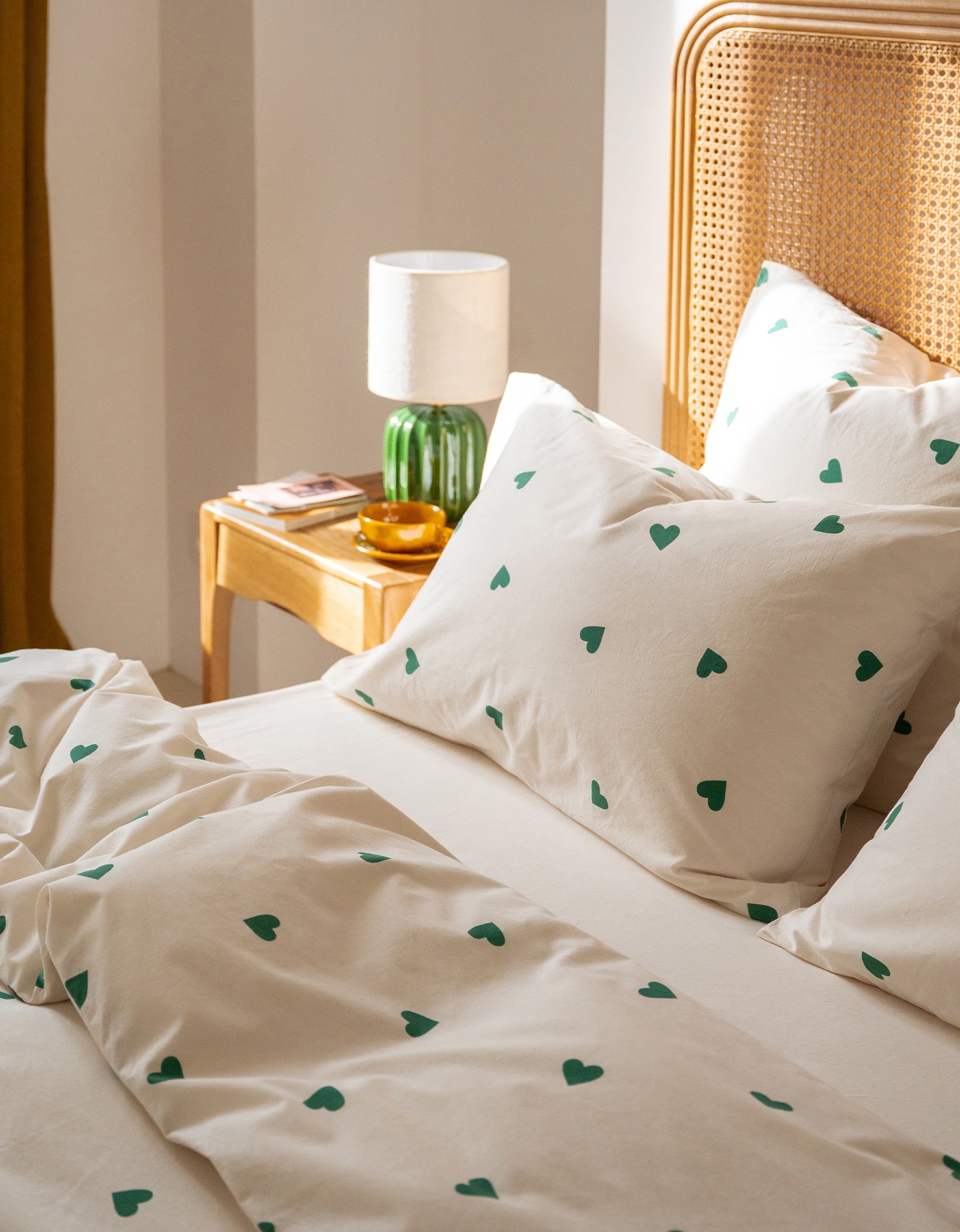 Taies d'oreiller x2 Percale lavée - Coup de Coeur Vert