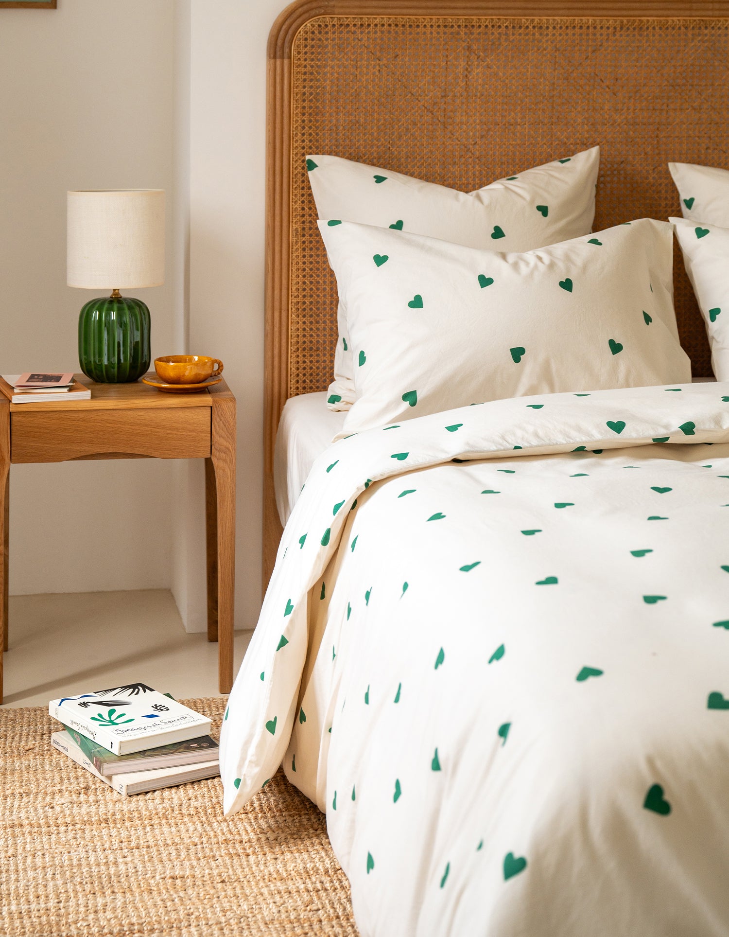 Taies d'oreiller x2 Percale lavée - Coup de Coeur Vert