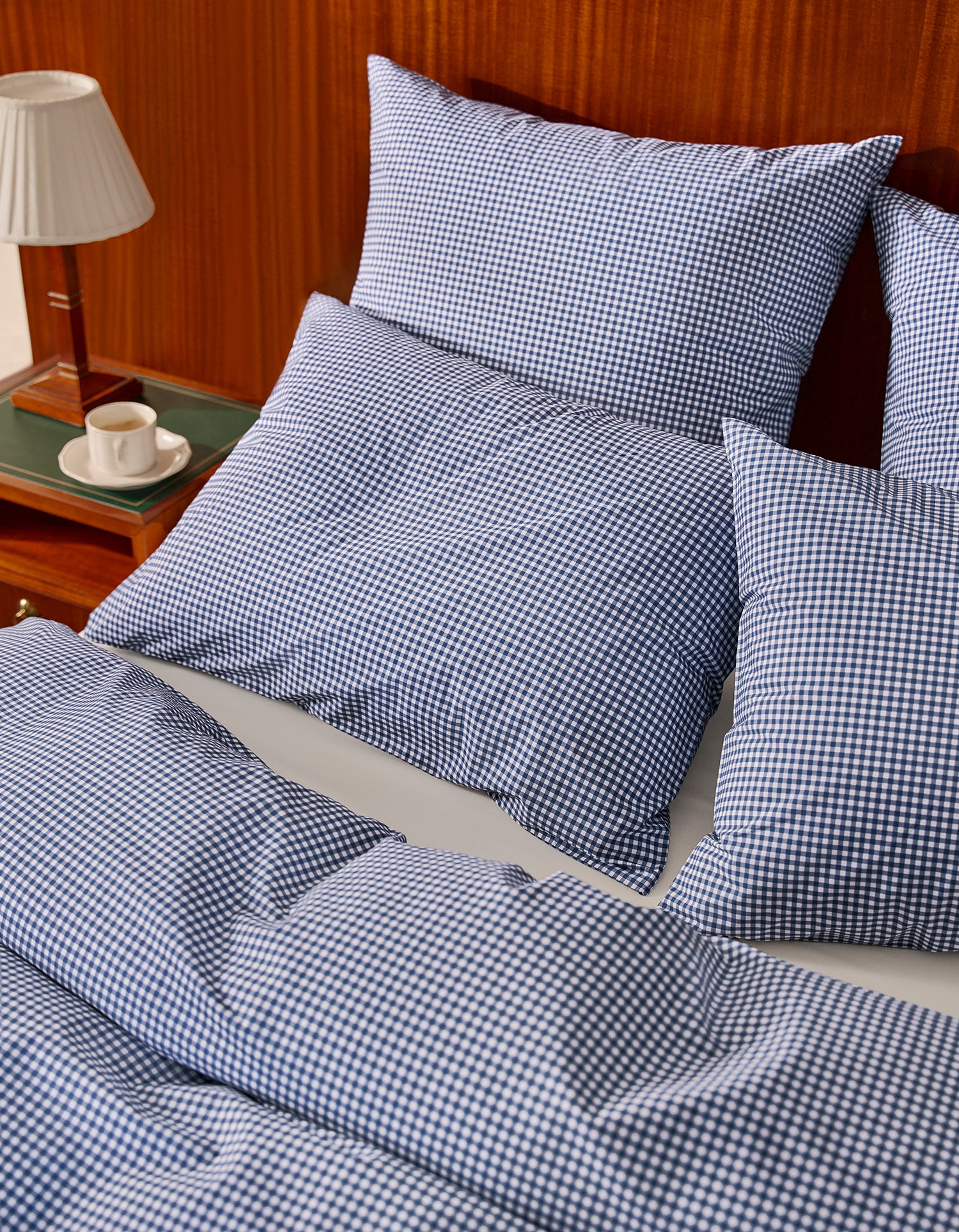 Taies d'oreiller x2 Percale de coton 120 fils - Mini Vichy Bleu