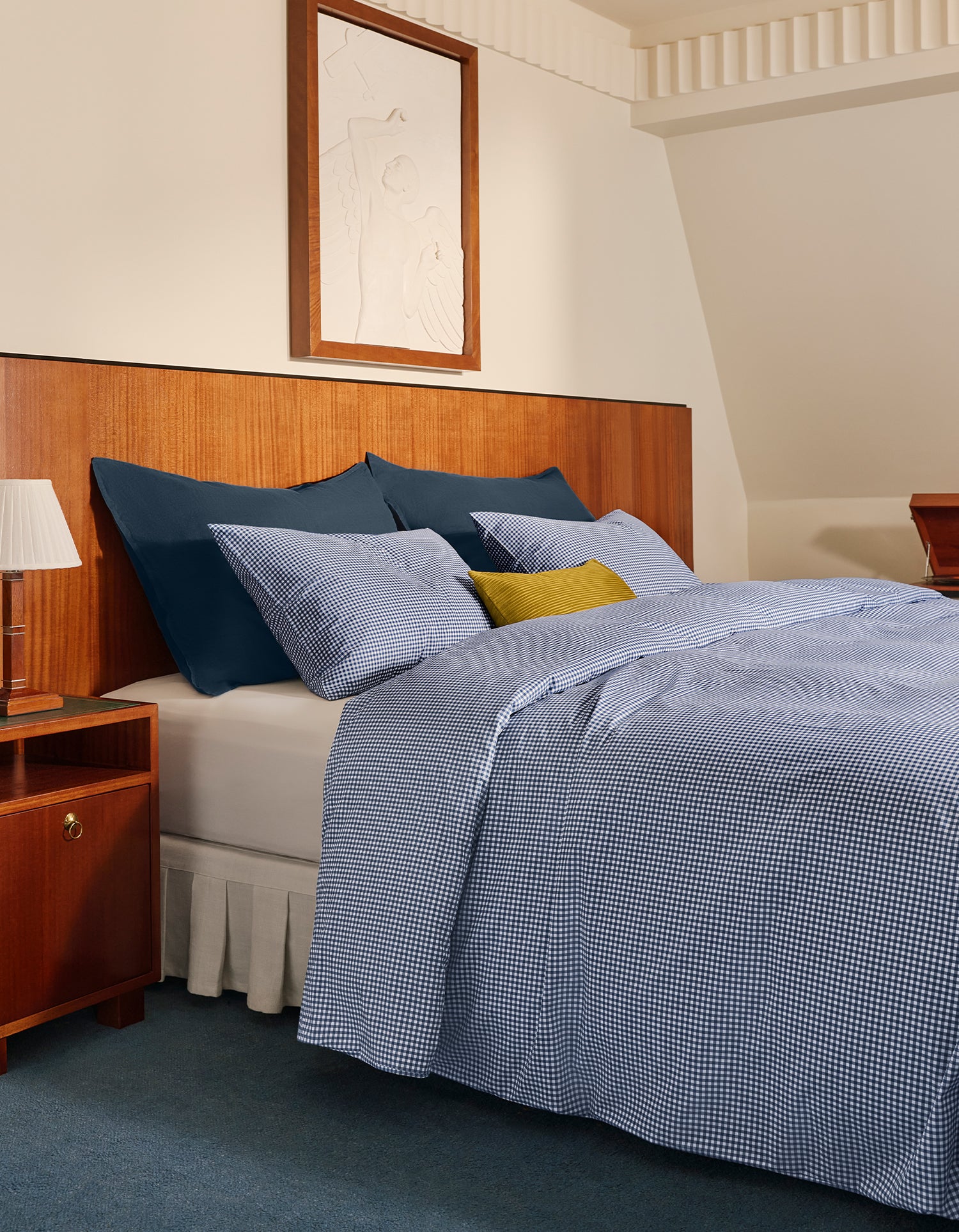 Taies d'oreiller x2 Percale de coton 120 fils - Mini Vichy Bleu