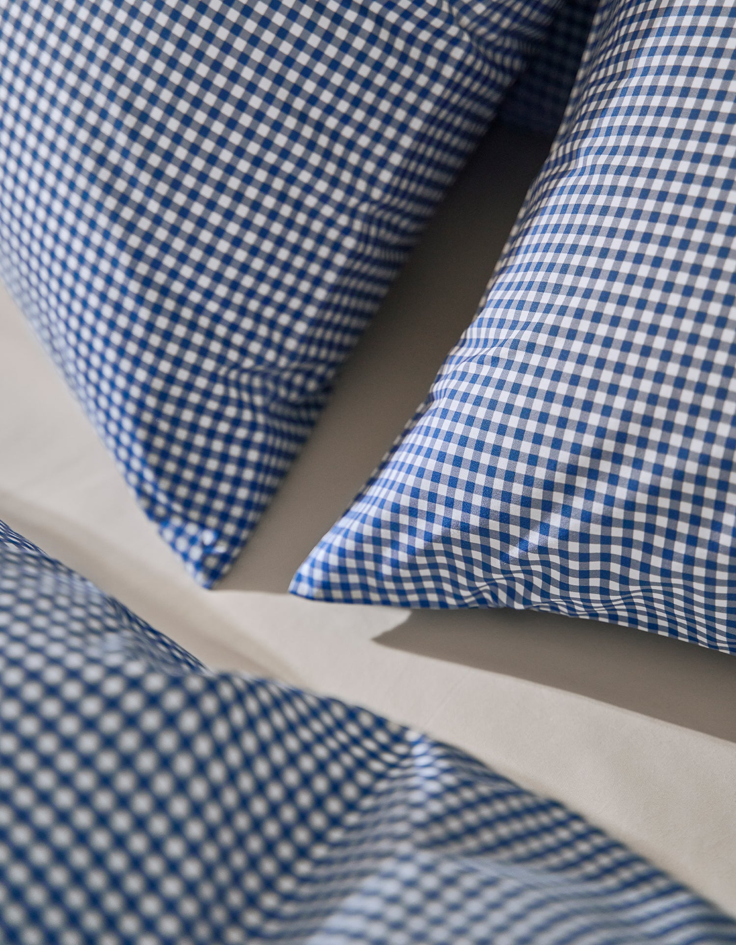 Taies d'oreiller x2 Percale de coton 120 fils - Mini Vichy Bleu
