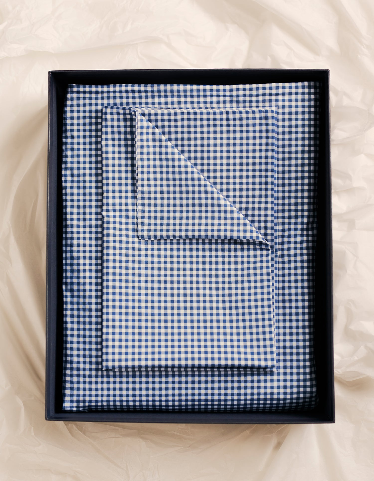Taies d'oreiller x2 Percale de coton 120 fils - Mini Vichy Bleu